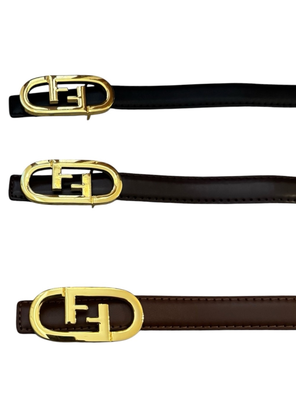 Fendi Belts Set of 3 Light Brown, Dark Brown, Black